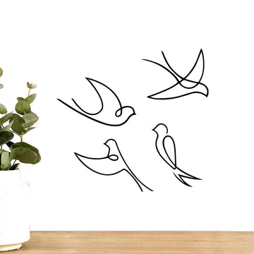 Escultura de Parede Minimalista - Pássaros em Linha