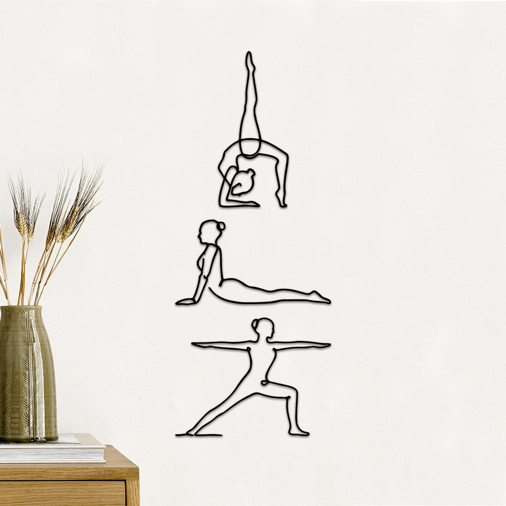 Escultura de Parede Minimalista - Trio Yoga Poses