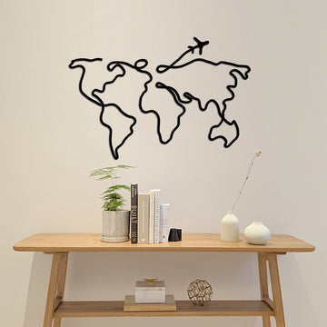 Escultura de Parede de Mapa - Mapa Mundi em Linha