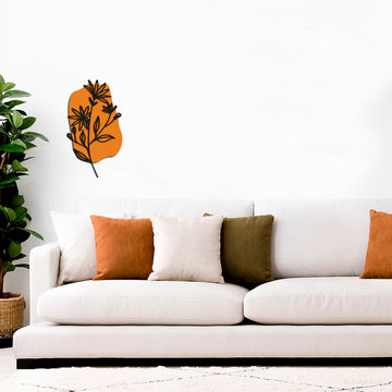 Escultura de Parede de Floral e Forma - Três Flores Laranja