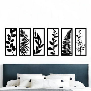 Escultura de Parede Floral - Quadro Sexteto Folhagens