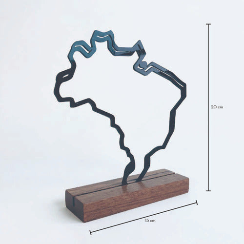 Escultura Decorativa Com Base De Madeira Mapa Do Brasil