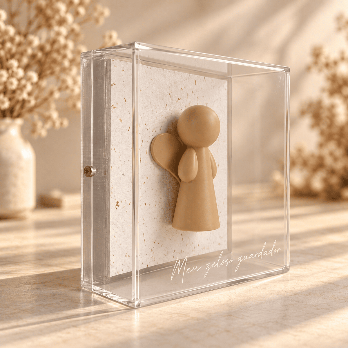 Anjo da Guarda – Meu Zeloso Guardador Branco com Sementes - 10x10x5 cm