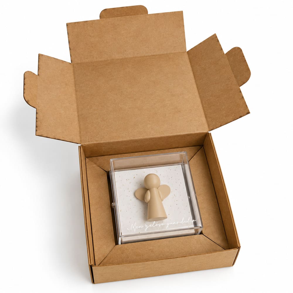 Anjo da Guarda – Meu Zeloso Guardador Branco com Sementes - 10x10x5 cm