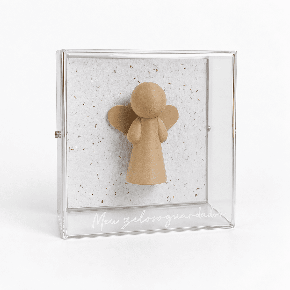 Anjo da Guarda – Meu Zeloso Guardador Branco com Sementes - 10x10x5 cm