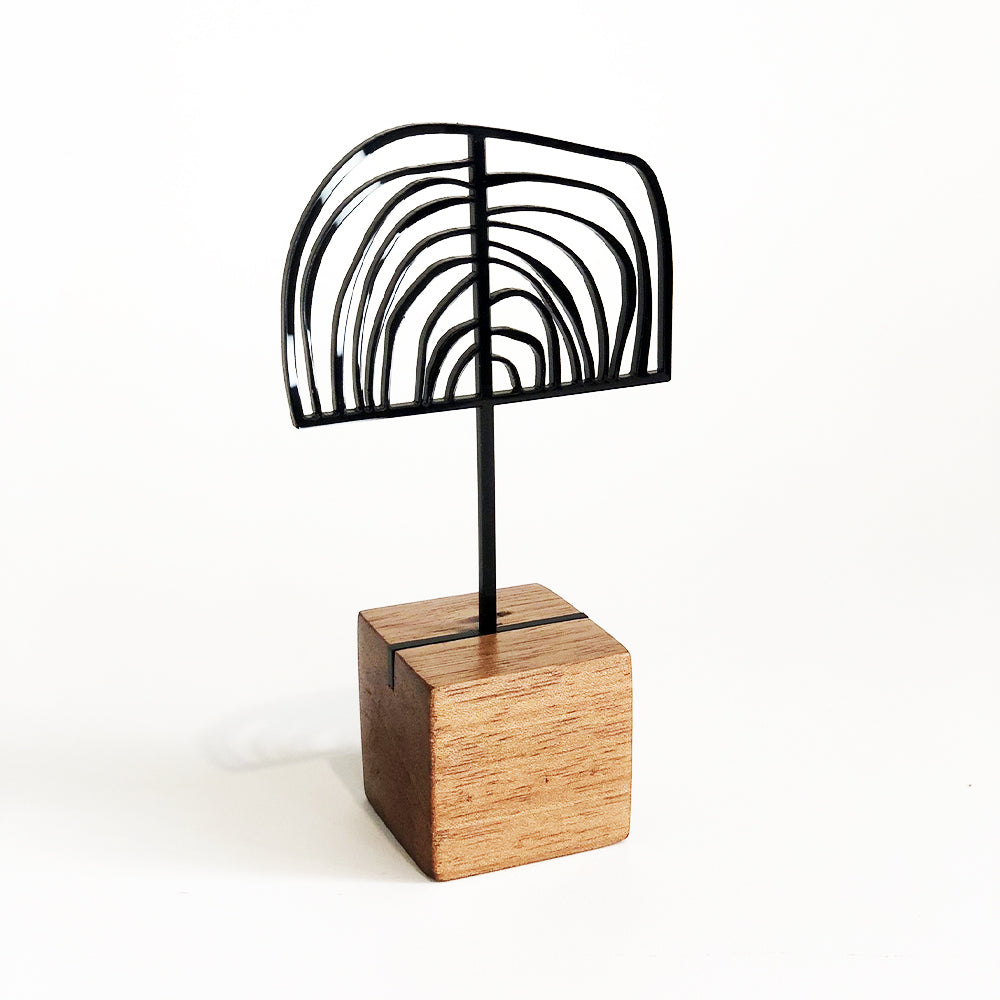 Escultura Árvore Abstrata Meia Lua- Base de Madeira e Arte em Acrílico