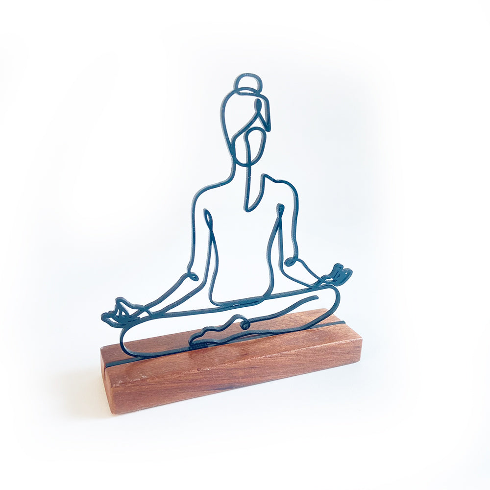 Escultura de Base em Madeira - Yoga