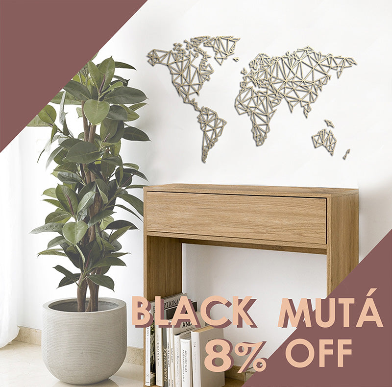 Escultura de Parede de Mapa - Mapa Mundi Geométrico