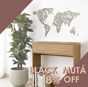 Escultura de Parede de Mapa - Mapa Mundi Geométrico