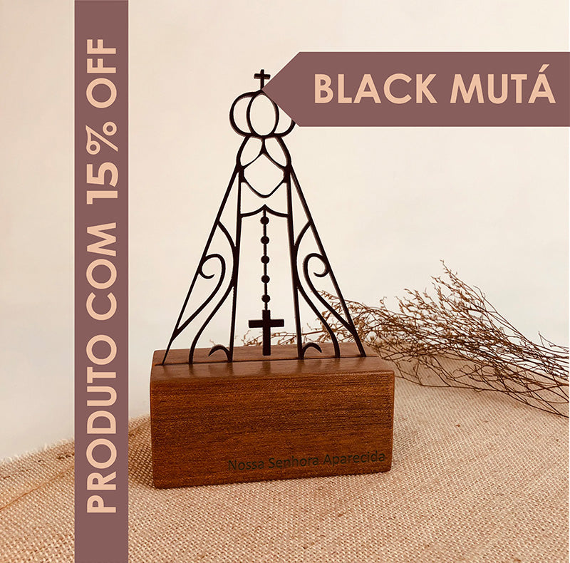 Escultura Decorativa E Base De Madeira N. Senhora Aparecida