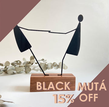 Escultura de Base em Madeira - Casal Palito