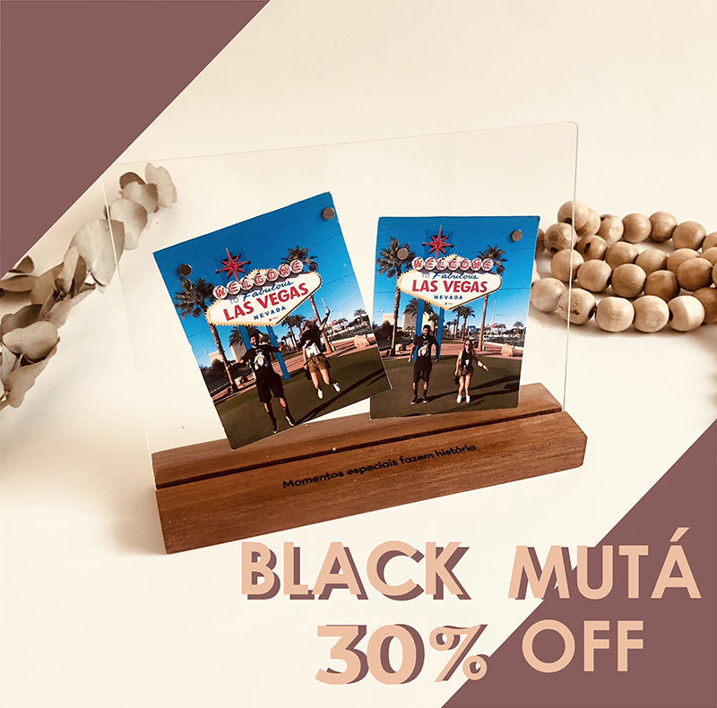 Porta Retrato Personalizável  com Base em Madeira Paisagem P