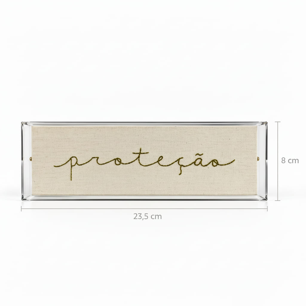 Caixa Acrílica com Bordado Proteção | 23 x 7 cm