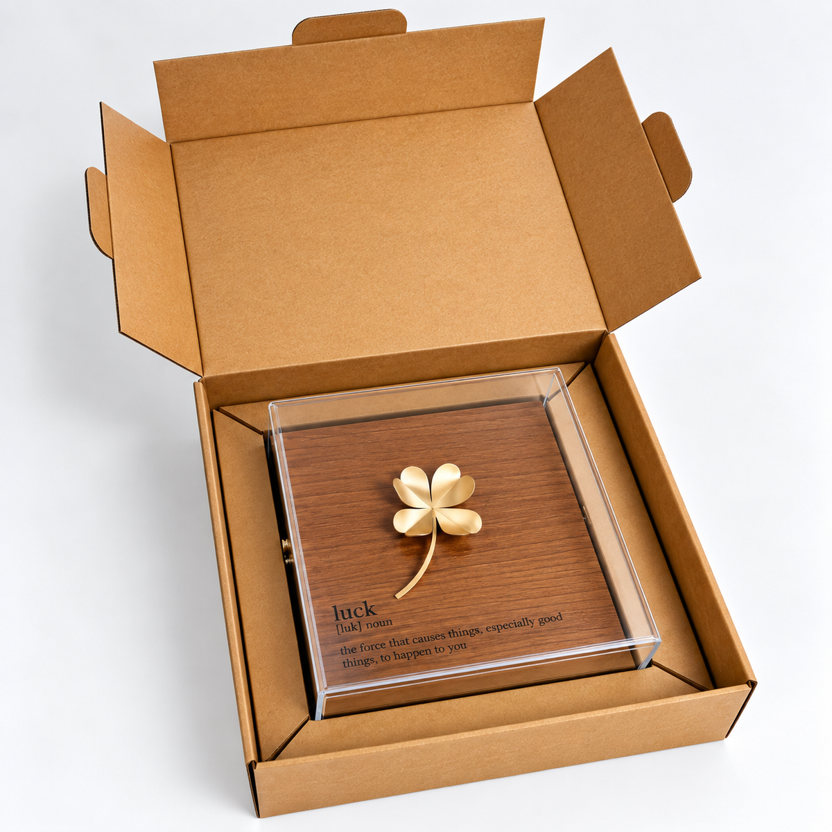 Caixa de Acrílico Temática - Luck - 15 x 15 cm