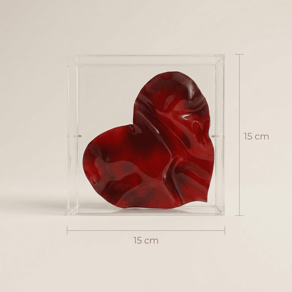Caixa Acrílica Decorativa De Coração — Coração Vermelho | 15 x 15 cm
