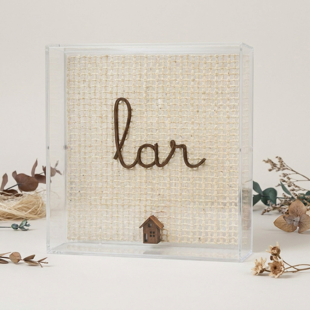 Caixa Acrílica Decorativa Lar — Decoração Afetiva | 15 x 15 cm
