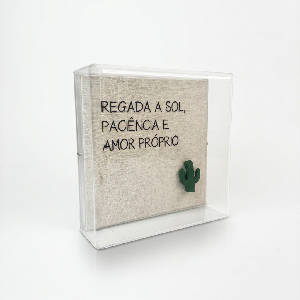 Caixa Acrílica Decorativa Regada a Sol — Amor Próprio | 15 x 15 cm