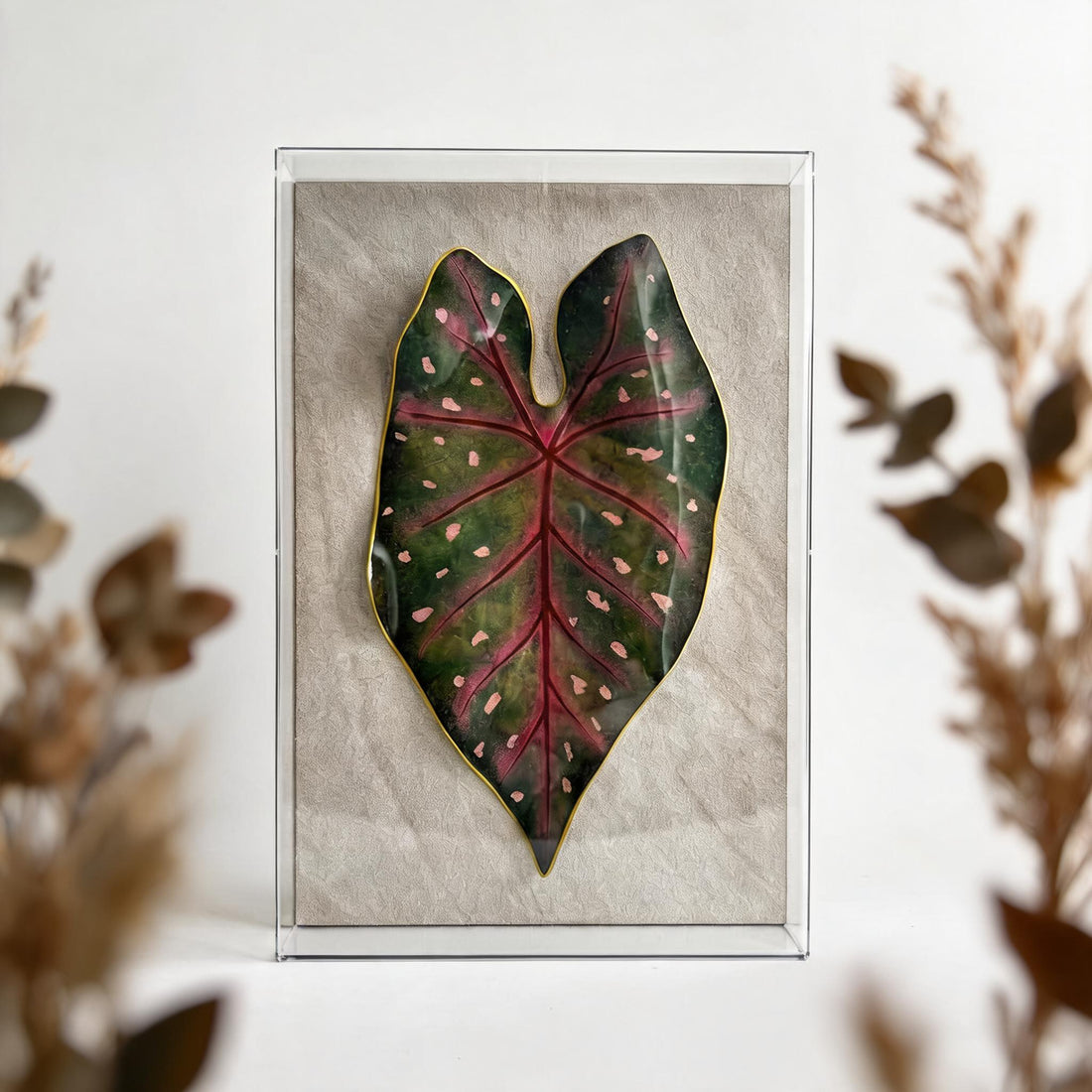 Caixa Acrílica Flora Caladium | 30 x 20 cm