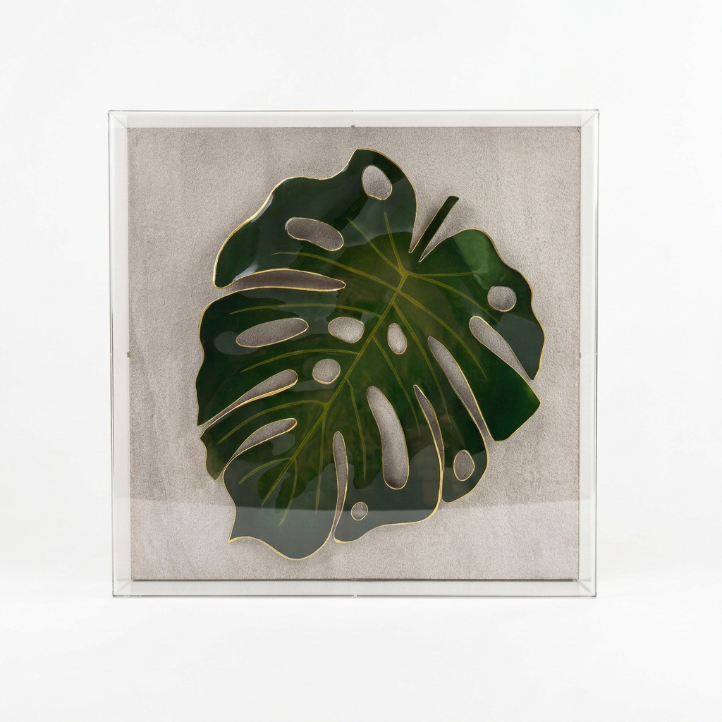 Caixa Acrílica Flora Costela de Adão | 30 x 30 cm