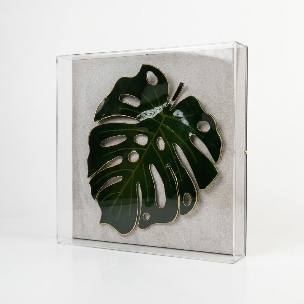 Caixa Acrílica Flora Costela de Adão | 30 x 30 cm