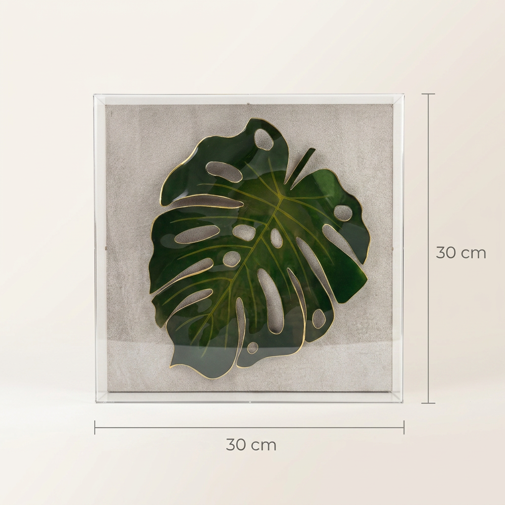 Caixa Acrílica Flora Costela de Adão | 30 x 30 cm