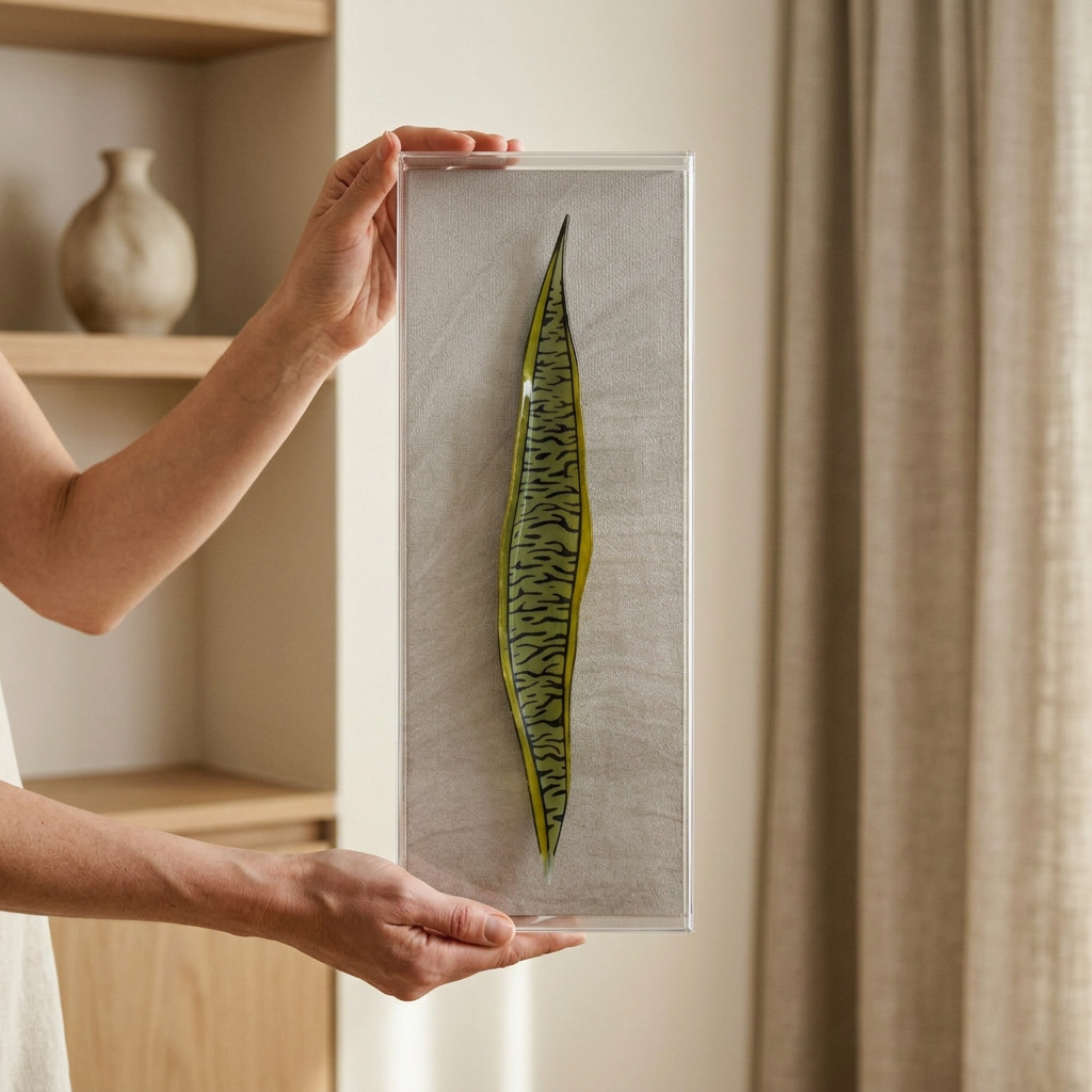 Caixa Acrílica Flora Espada de São Jorge | 40 x 20 cm