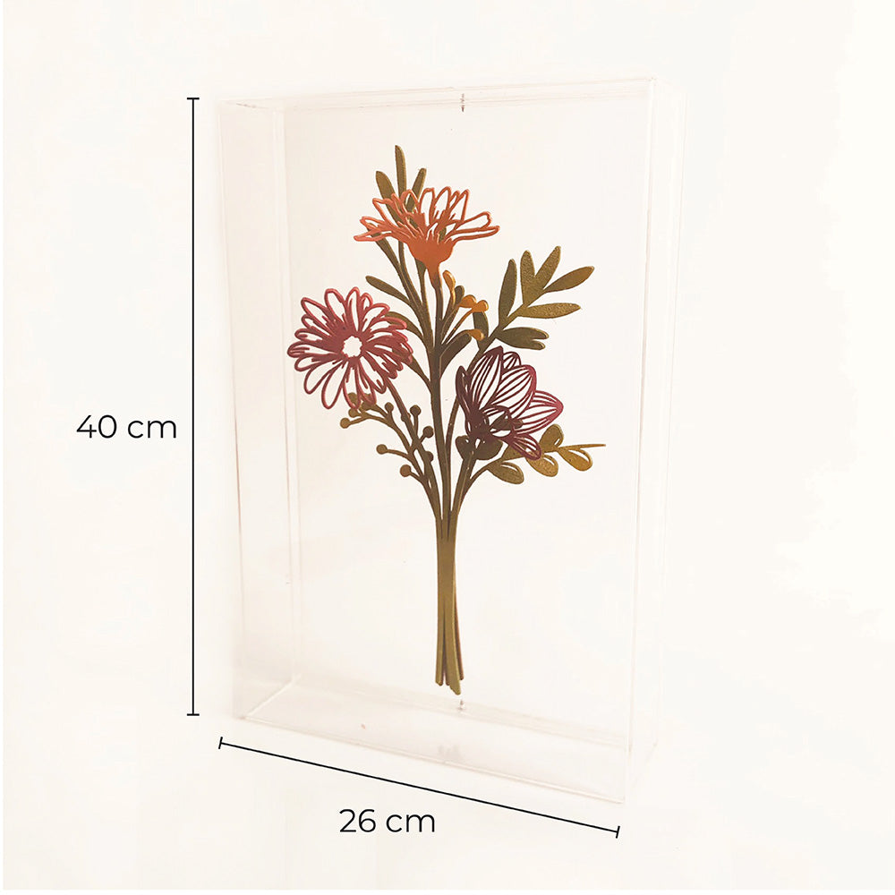 Caixa Acrílica com Buquê de Flores
