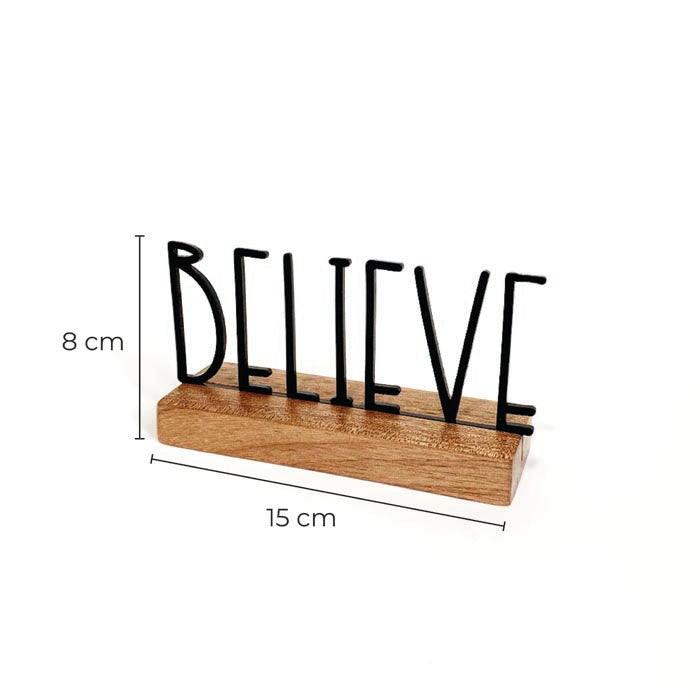 Escultura de Base em Madeira - Believe