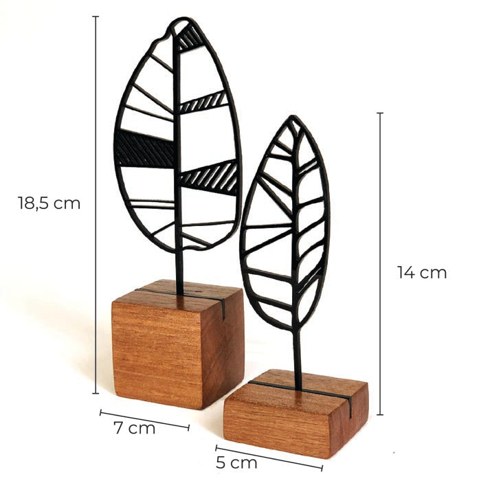 Escultura de Base em Madeira - Conjunto Árvores Abstratas