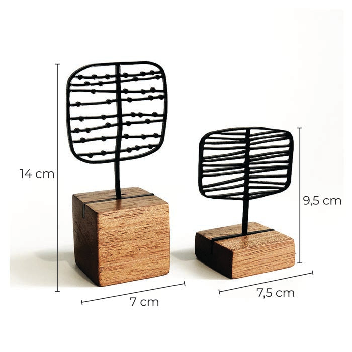 Escultura de Base em Madeira - Conjunto Árvores Quadradas