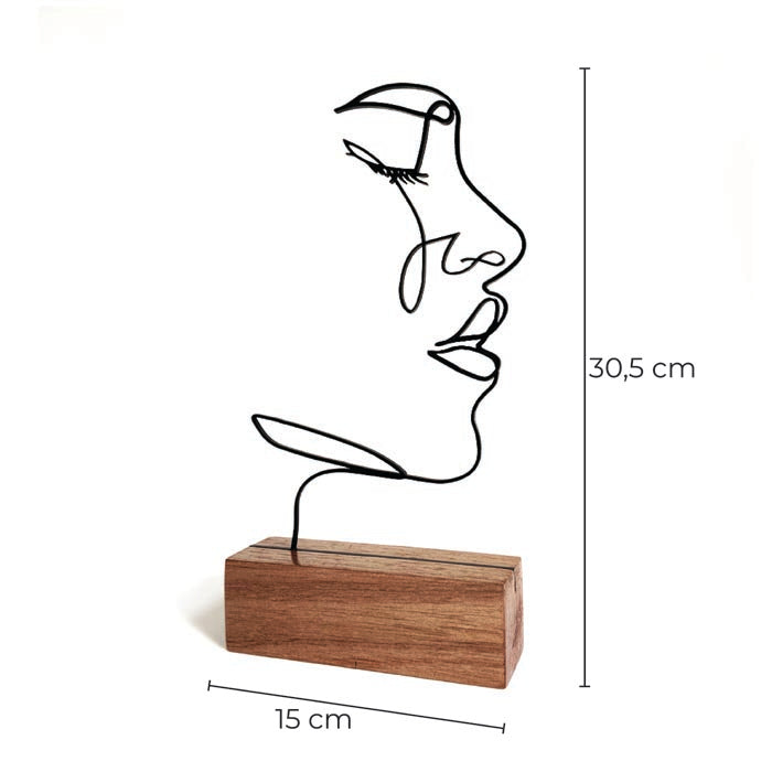 Escultura de Base em Madeira - Perfil Linhas