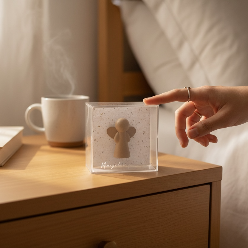 Anjo da Guarda – Meu Zeloso Guardador Branco com Sementes - 10x10x5 cm
