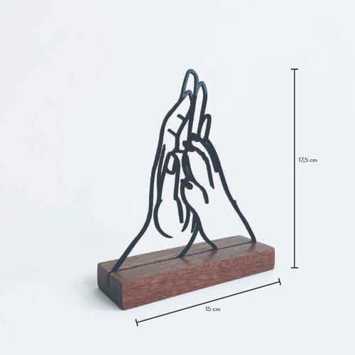 Escultura Decorativa Com Base De Madeira Mão E Pata
