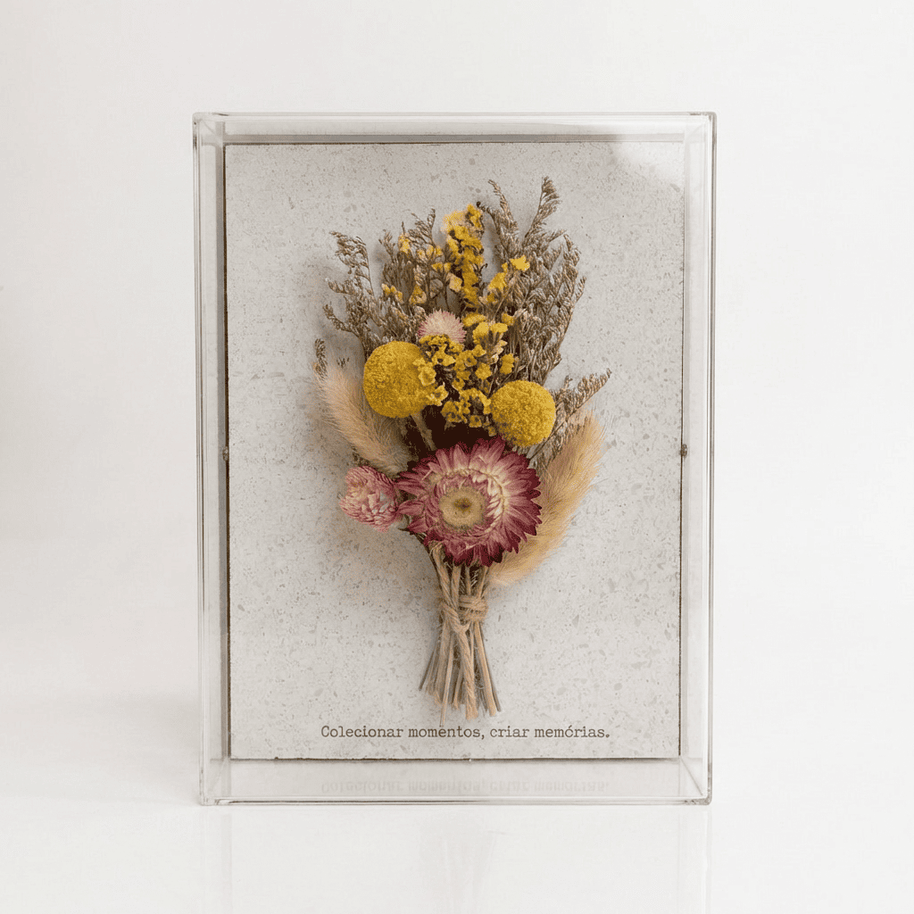 Caixa de Acrílico Buquê Flores Secas | 15 x 20cm