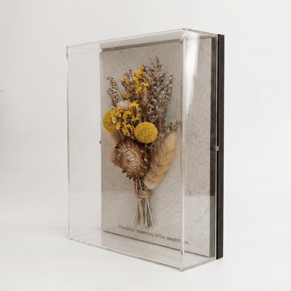 Caixa de Acrílico Buquê Flores Secas | 15 x 20cm