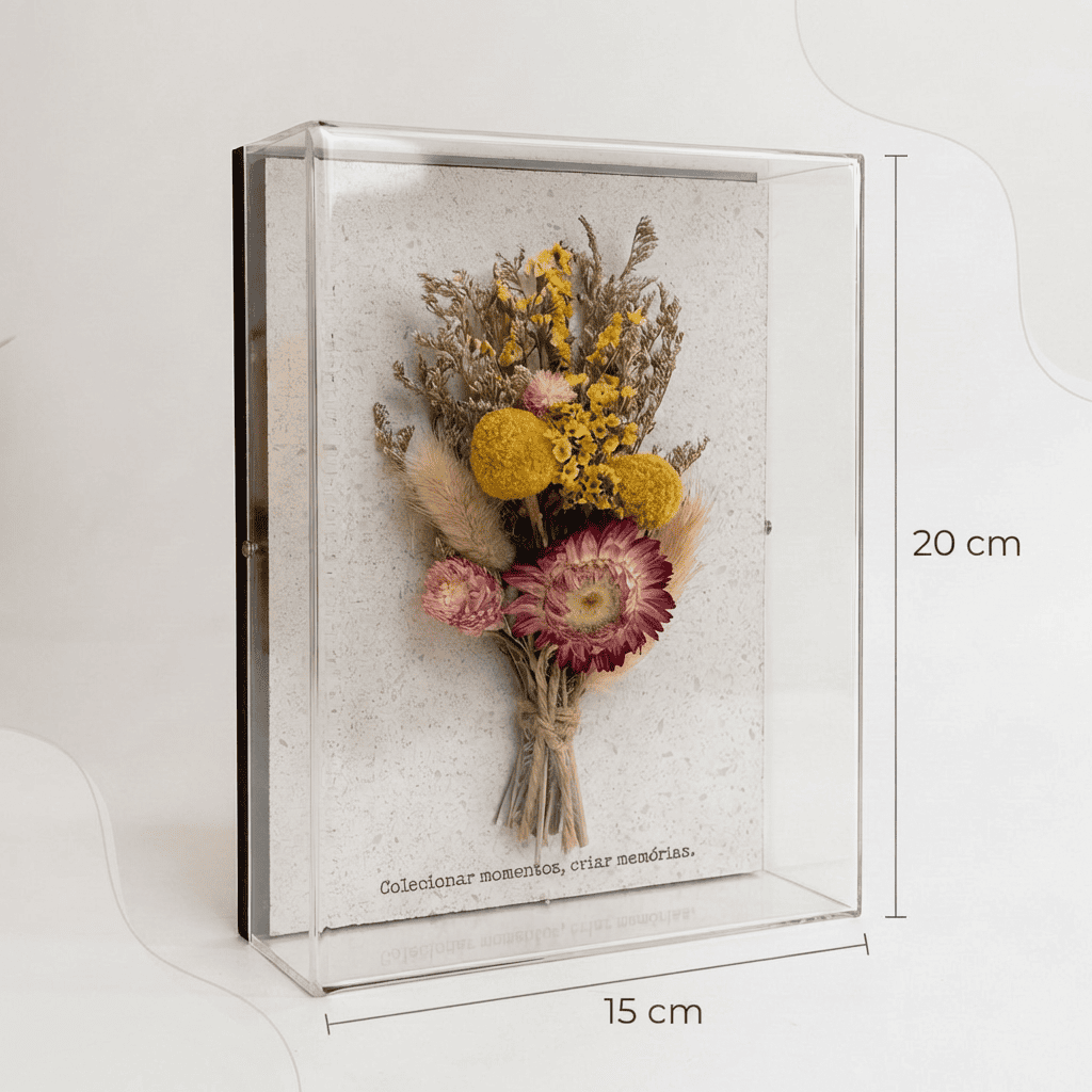 Caixa de Acrílico Buquê Flores Secas | 15 x 20cm