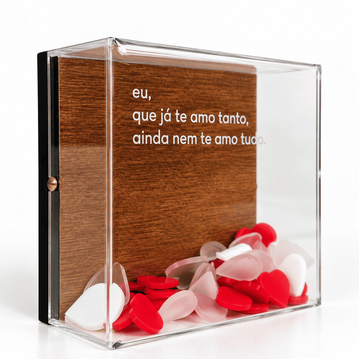 Caixa Acrílica  ''eu, que já te amo tanto'' - 10 x 10 x 5 cm