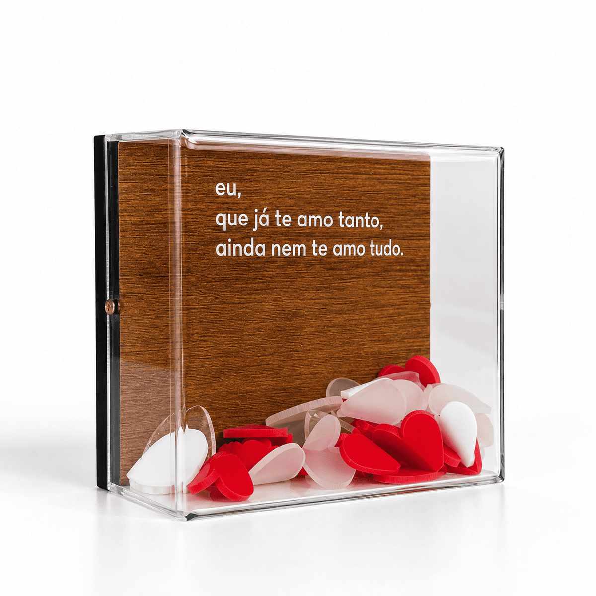 Caixa Acrílica  ''eu, que já te amo tanto'' - 10 x 10 x 5 cm
