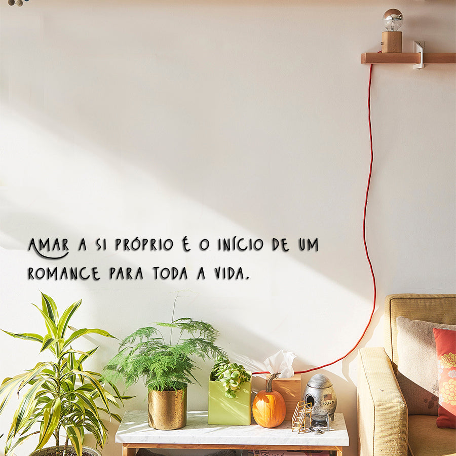Letreiro de Parede de Frase: - ''Amar a si próprio é o início de um romance pra vida toda''