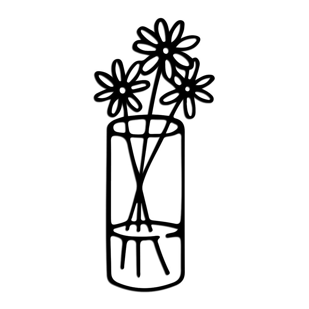 Escultura de Parede Floral - Vaso com Margaridas
