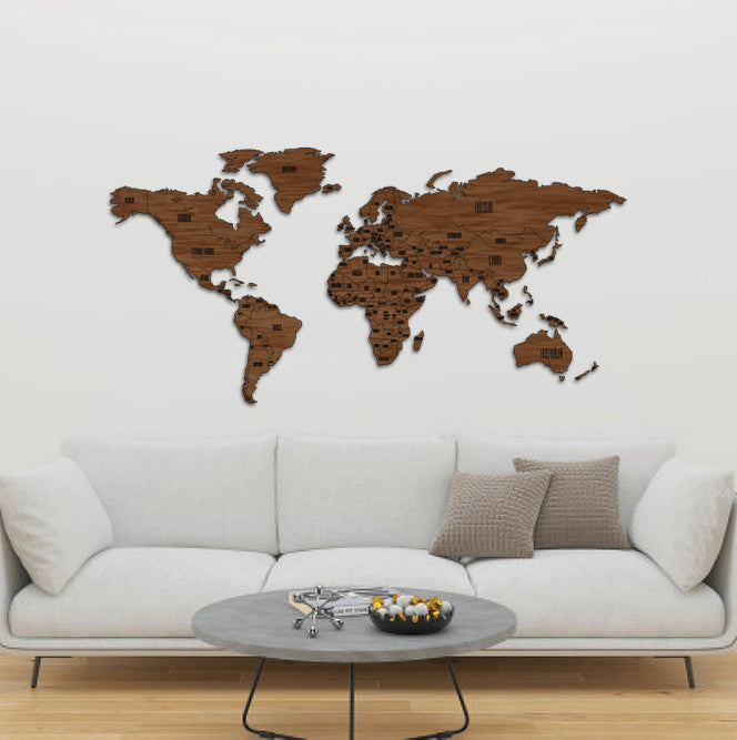 Escultura de Parede de Mapa - Mapa Mundi Político