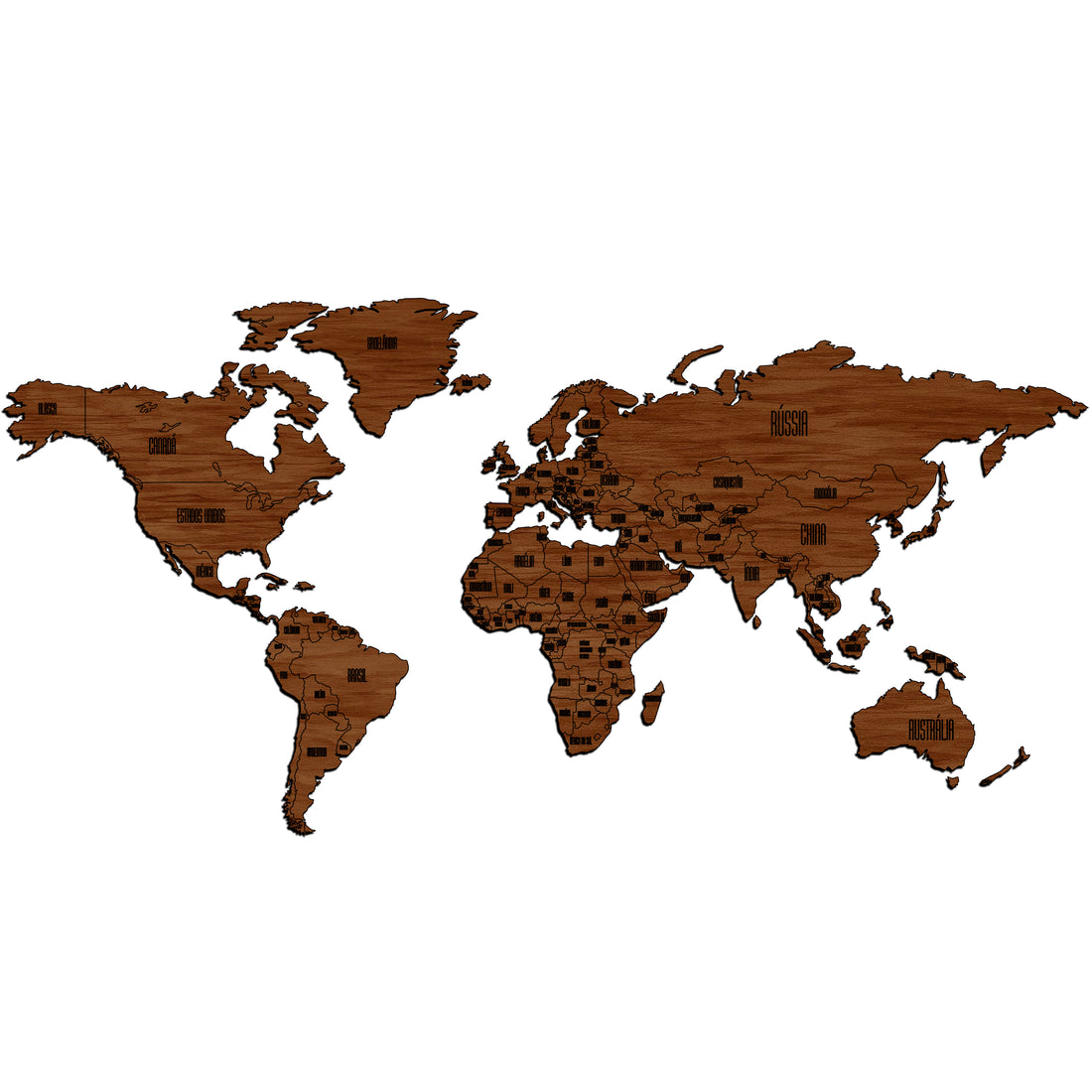 Escultura de Parede de Mapa - Mapa Mundi Político