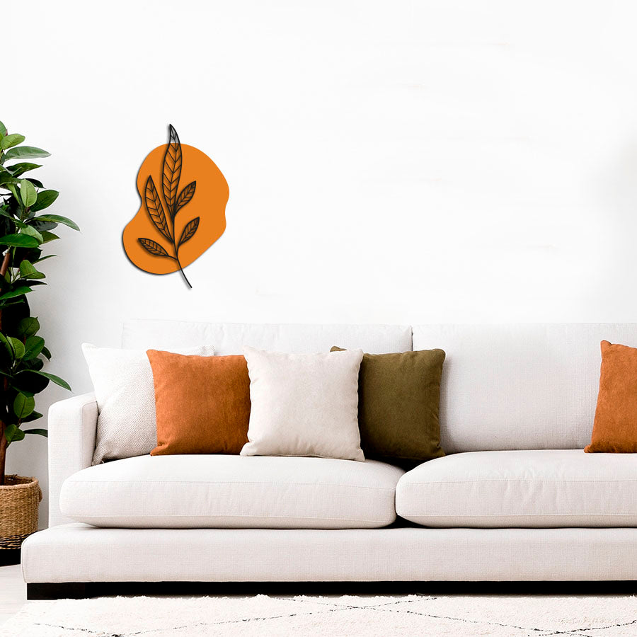 Escultura de Parede de Floral e Forma - Cinco Folhas Laranja