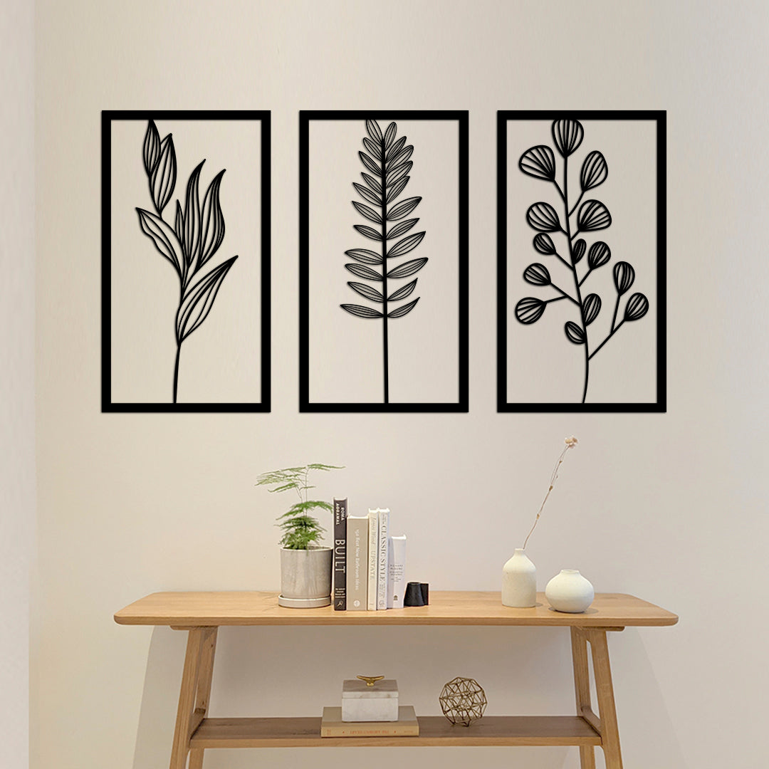 Escultura de Parede Floral - Quadro Trio Bunt Vazado