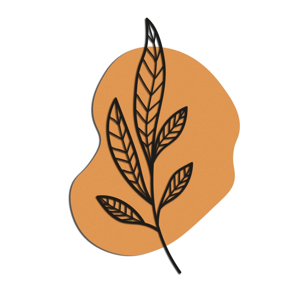 Escultura de Parede de Floral e Forma - Cinco Folhas Laranja